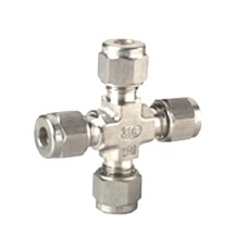 SS Cross Equal Four Way Connector Compression Double Ferrule OD Fitting Stainless Steel 304